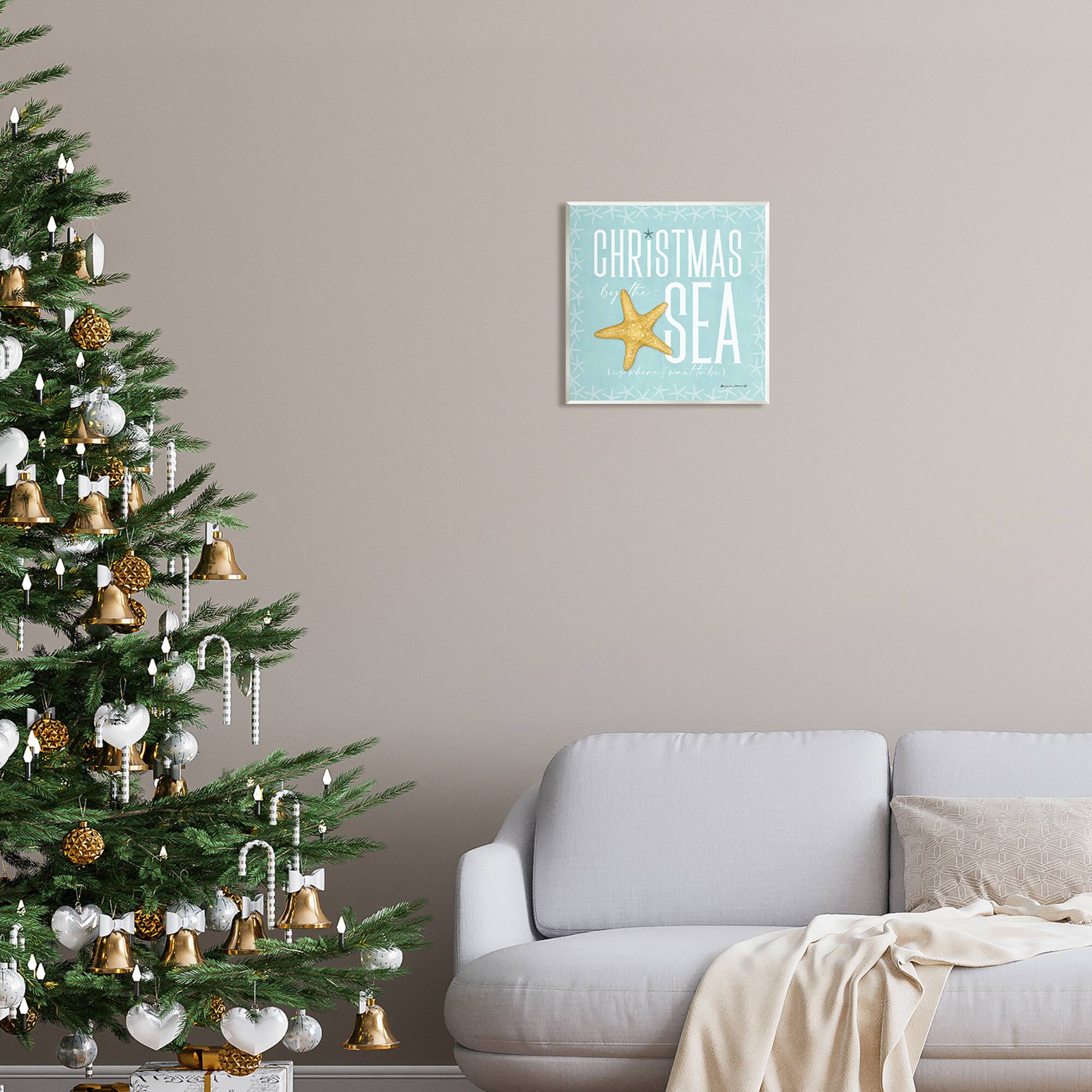 Stupell Industries Christmas By The Sea Turquoise Wall Plaque Art